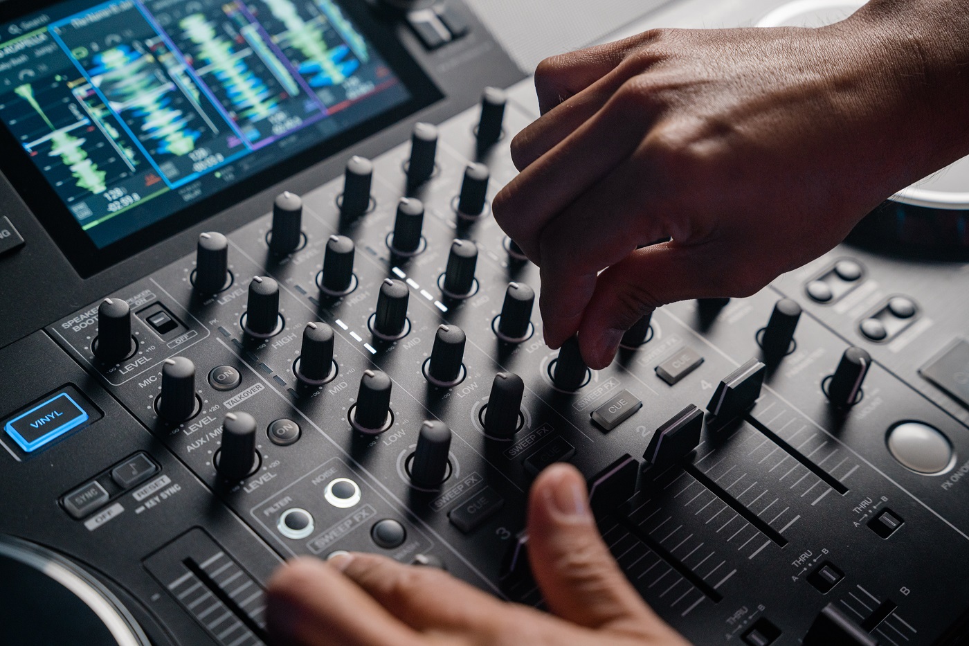 DJ equipment connected to laptop